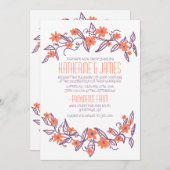 Bannière florale violette et orange Faire-part de (Devant / Derrière)