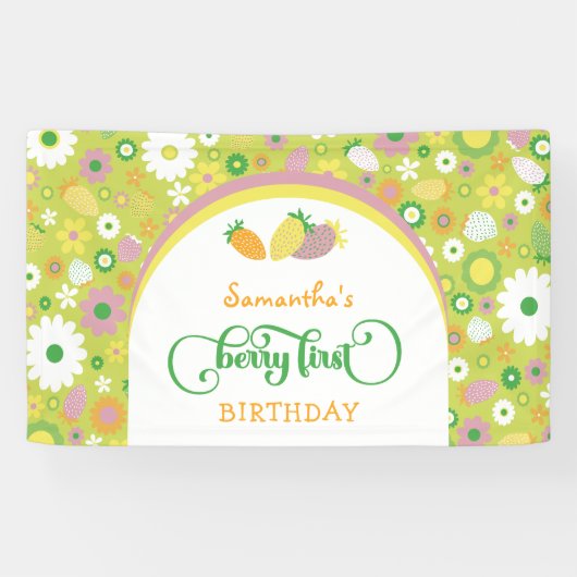 Bannière fraise 'Berry First' 1er anniversaire (Horizontal)