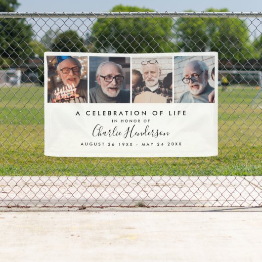 Bannière funéraire moderne de texte personnalisé d (En situation)