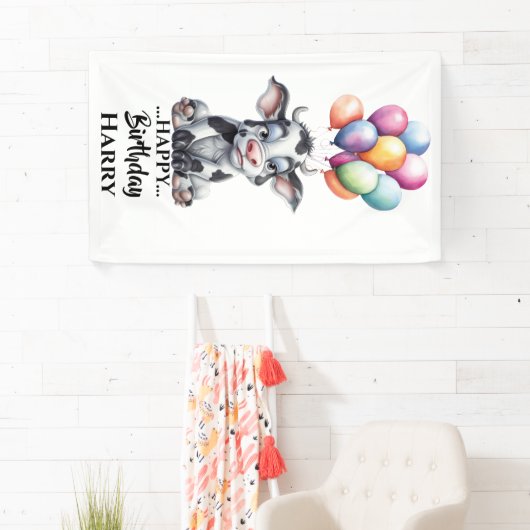 Bannière Funny Blue Cow (En situation)