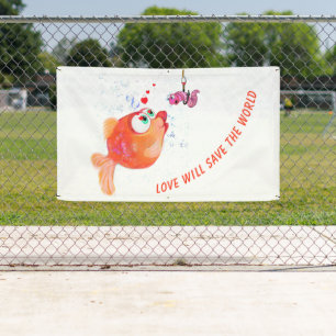 Bannière Funny Poisson et ver bannière - Texte per