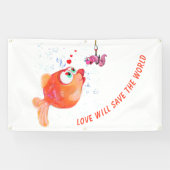 Bannière Funny Poisson et ver bannière - Texte per (Horizontal)