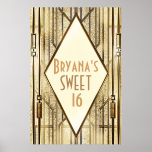 Bannière Glam Gatsby Art déco de Cream Ivory Gold 