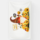 Bannière Gnome et Citrouille Trick ou Treat (Vertical)