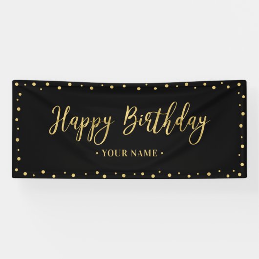 Bannière Gold & Black Joyeux Anniversaire (Horizontal)
