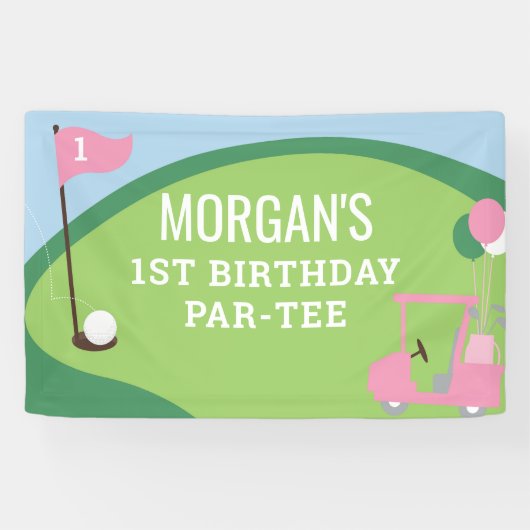 Bannière grande fille golf anniversaire Par-Tee (Horizontal)
