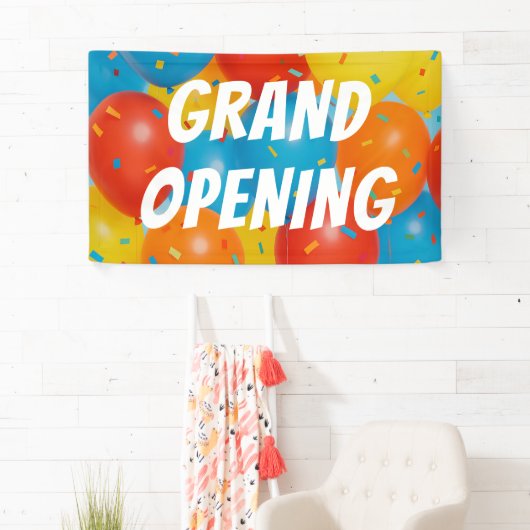 Bannière GRANDE OUVERURE Ballons festifs & Confett (En situation)