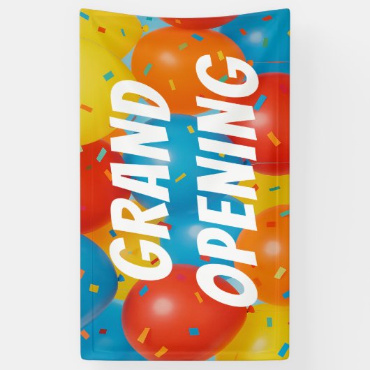 Bannière GRANDE OUVERURE Ballons festifs & Confett (Vertical)