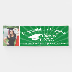 Bannière Green Custom Photo 8' Large Graduation