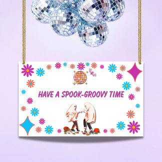 Bannière groovy et effrayante d'Halloween