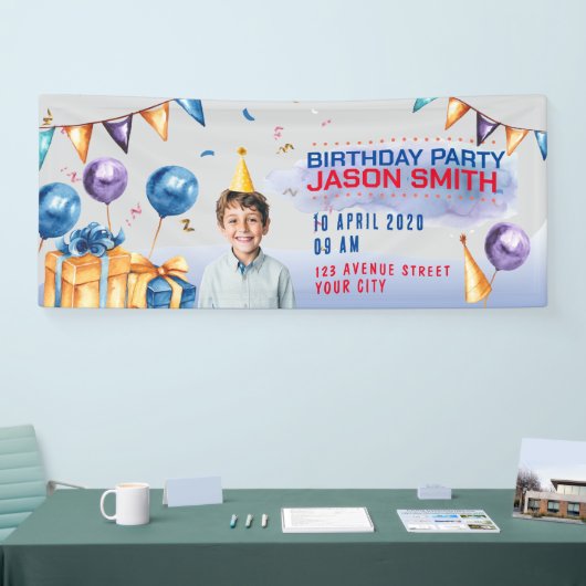 Bannière horizontale de fête d'anniversaire (Salon professionnel)