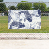 Bannière JAPONAISE de POISSONS (En situation)