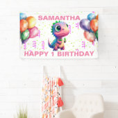 Bannière JEUX ANNIVERSAIRE ROSE T REX (En situation)