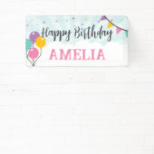 Bannière joyeuse de fête d'anniversaire avec ballo (Insitu)