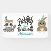 Bannière "Joyeux Anniversaire" Animaux de la Forêt (Horizontal)