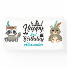 Bannière "Joyeux Anniversaire" Animaux de la Forêt