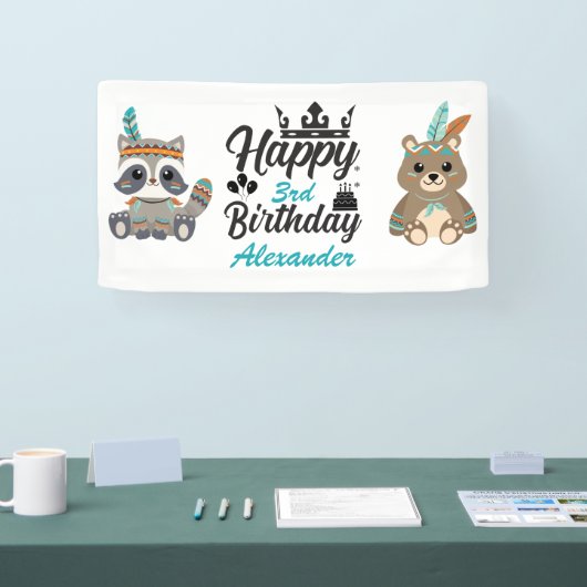Bannière "Joyeux Anniversaire" Animaux de la Forêt (Salon professionnel)