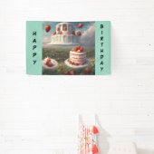 Bannière Joyeux Anniversaire gâteau aux fraises (Insitu)