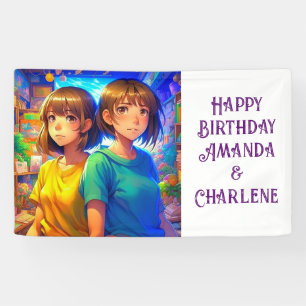 Bannière Joyeux Anniversaire Jumeaux Thème Anime