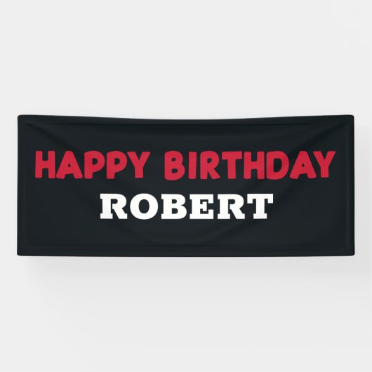 Bannière Joyeux Anniversaire Nom de l'enfant Rouge (Horizontal)