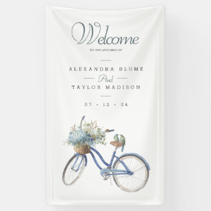 Bannière Mariage Bohème Bicyclette Aquarelle