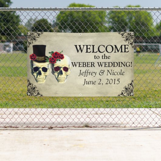 Bannière Mariage du crâne de mariée et de chambre (En situation)