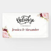 Bannière Mariage floral Bourgogne personnalisée (Horizontal)