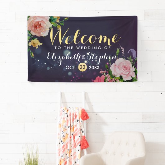 Bannière mariage Floral Violet Étincelle Chaîne Lu (En situation)