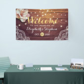 Bannière mariage Flore Chaîne Lumière Bois Dentell (Salon professionnel)