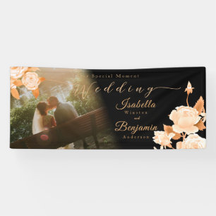 Bannière Mariage noir Rose or élégant
