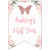 Bannière mensuelle rose Parties scintillant floral (Premier drapeau)