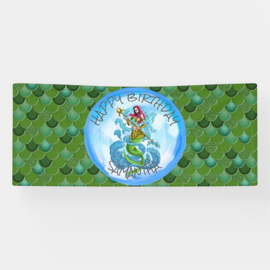 Bannière Mermaid Warrior Green Scales (Horizontal)