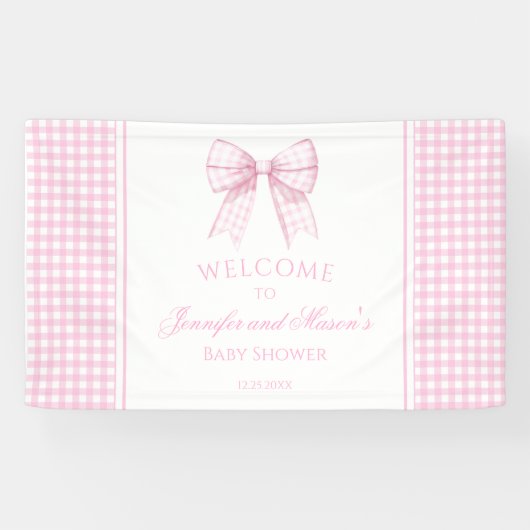 Bannière mignonne ruban arc rose baby shower d'acc (Horizontal)