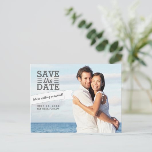 Bannière moderne Enregistrer la date Mariage Carte (Debout devant)