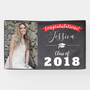 Bannière noire/rouge de classe d'obtention du