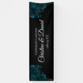 Bannière noire Turquoise noire Mariage Rose (Vertical)