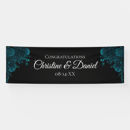 Bannière noire Turquoise noire Mariage Rose (Horizontal)