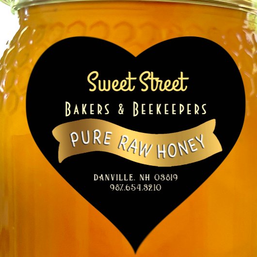 Bannière or Coeur Miel Étiquette Texte décoratif