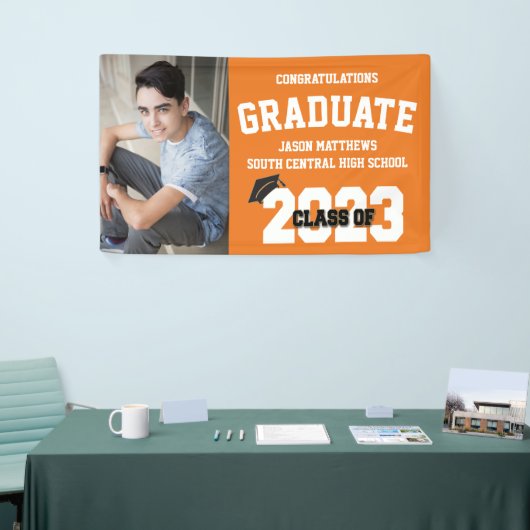 Bannière Orange Graduation 2023 Avec Casquette (Salon professionnel)