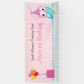 Bannière Owl (Personnalisée) - Fille 1er Anniversa (Vertical)