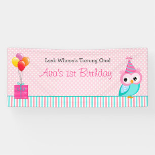Bannière Owl (Personnalisée) - Fille 1er Anniversa