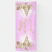 Bannière Papillon Rose Citron Vert (Vertical)