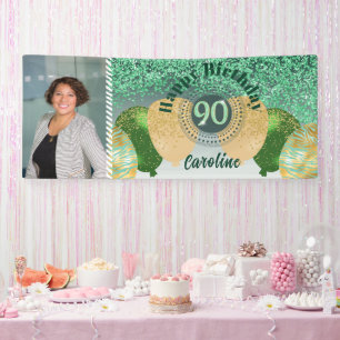 Bannière Parties scintillant verte 90e anniversair