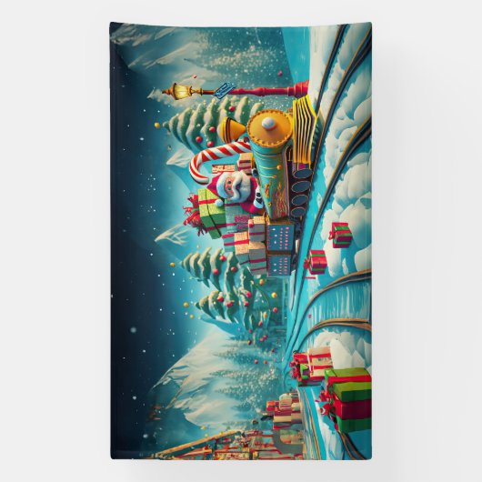 Bannière Père Noël Pôle Nord Express Noël Réveillo (Verticale)