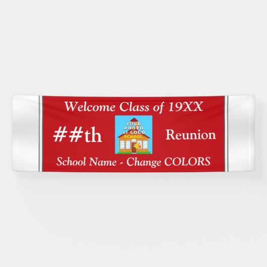 Bannière personnalisable blanche rouge de réunion (Horizontal)