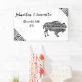 Bannière personnalisée 3'x5' Boho Buffalo Tribal P (En situation)