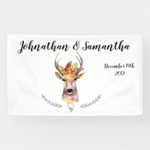 Bannière personnalisée 3'x5' Boho Deer Buck Head B