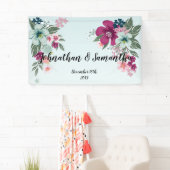 Bannière personnalisée 3'x5' Fleur tropicale en bl (En situation)