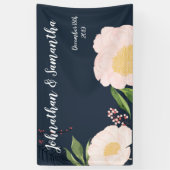 Bannière personnalisée 3'x5' Fleurs florales blanc (Vertical)