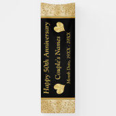 Bannière personnalisée 50e anniversaire, noir, or (Vertical)